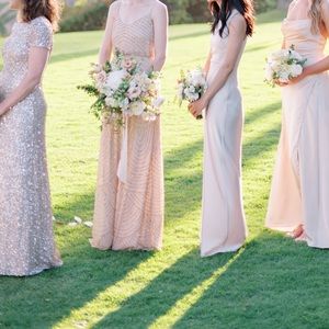 Adrianna Papell ART DECO BEADED BLOUSON GOWN IN CHAMP GOLD bridesmaid dress